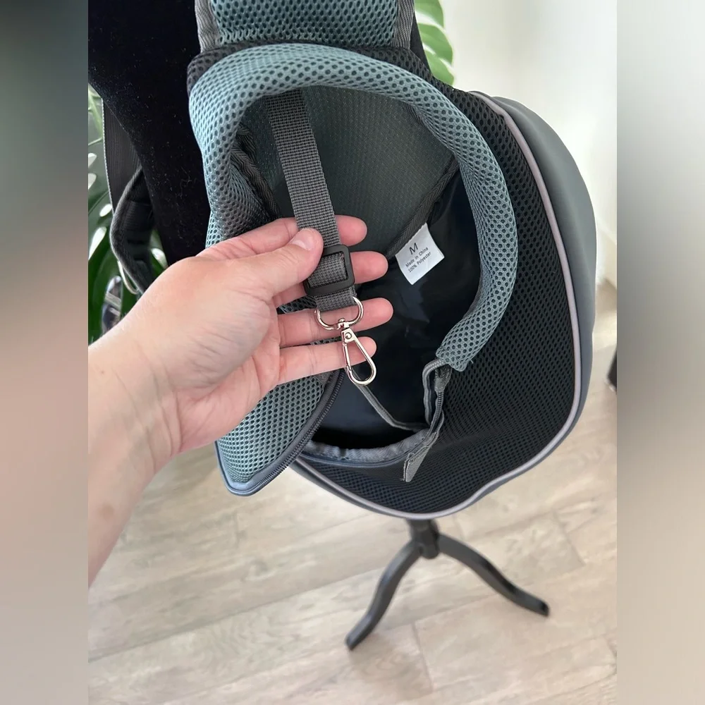 Gray Mesh Dog Sling Carrier - Hands-Free Pet Carrier